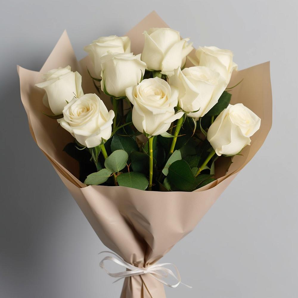 Букет 9 Белых роз Эдлесс Лав в Михали