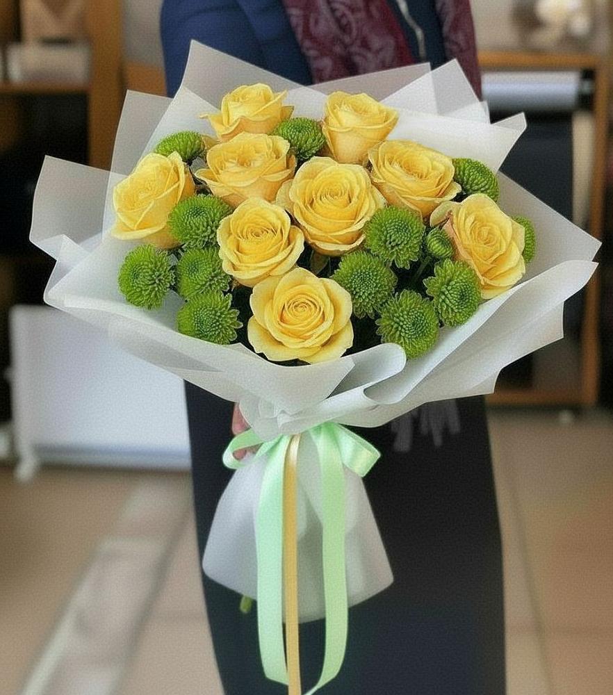 Букет цветов из: Хризантемы и Розы в Михали