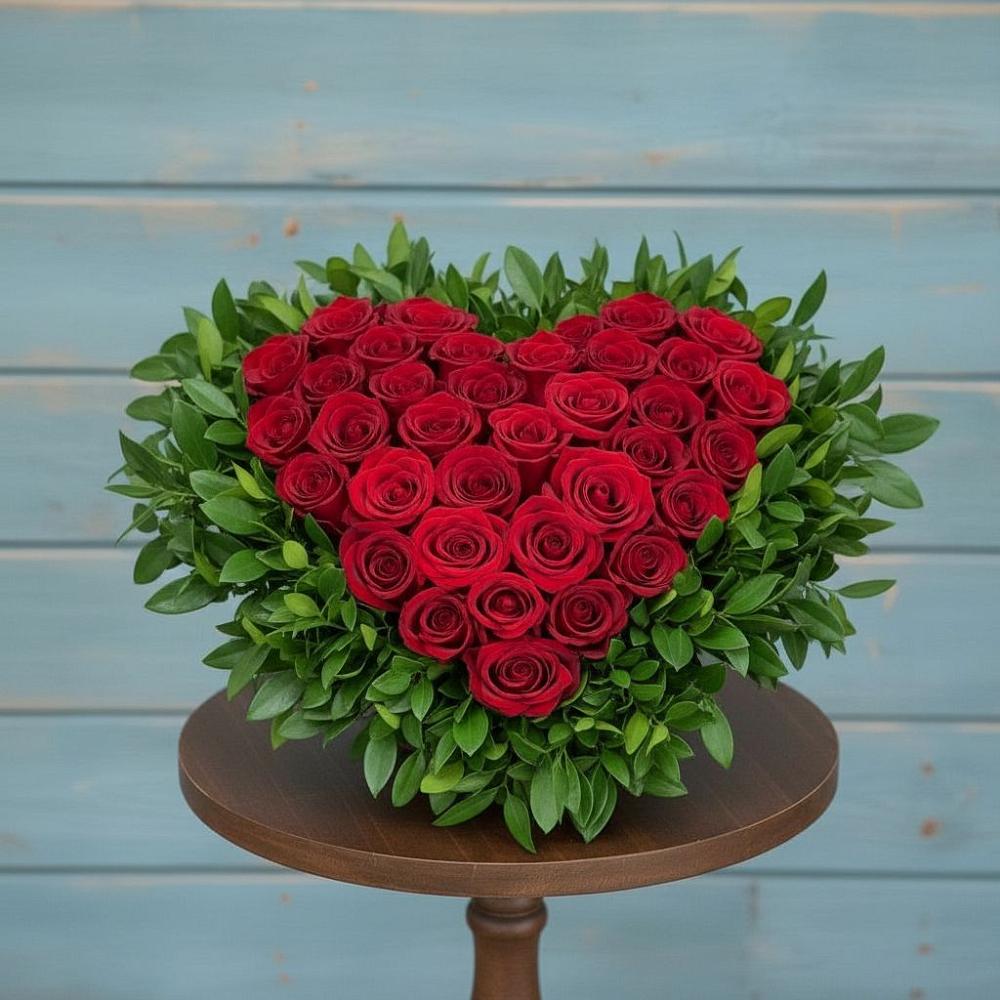 Цветочная композиция из Розы в виде сердца в Михали