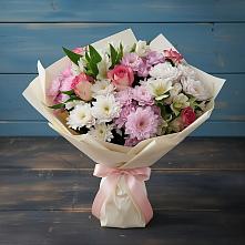 Букет цветов из:  Хризантемы, Альстромерии и Розы в Михали