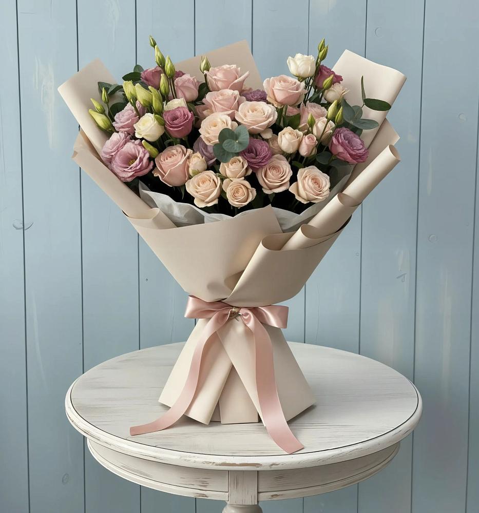 Букет цветов из: Розы и Лизиантусы в Михали