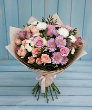 Букет цветов из:  Хризантемы, Розы и Альстромерии в Михали