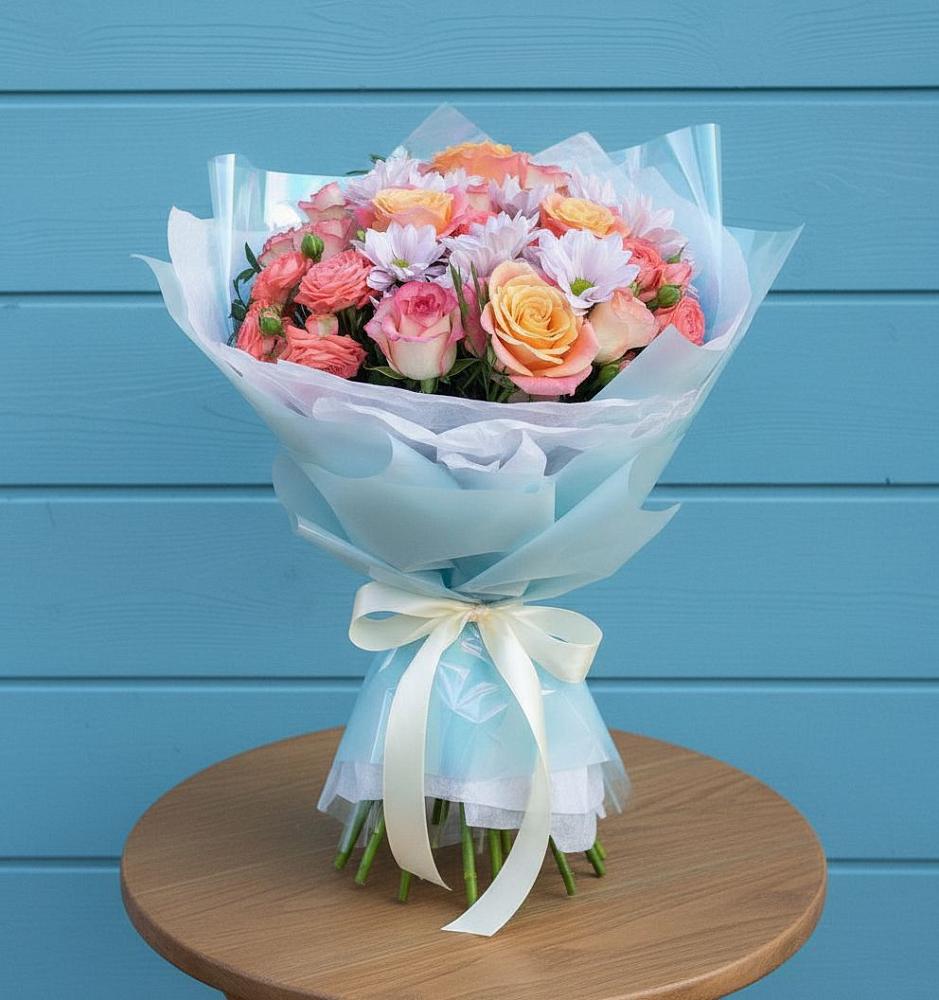 Букет цветов из: Хризантемы и Розы в Михали