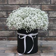 Цветочная композиция из Гипсофила в шляпной коробке в Михали